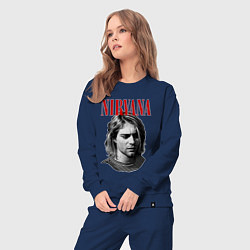 Костюм хлопковый женский Nirvana kurt donald cobain, цвет: тёмно-синий — фото 2