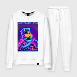 Костюм хлопковый женский Bart Simpson - neon fantasy ai art, цвет: белый