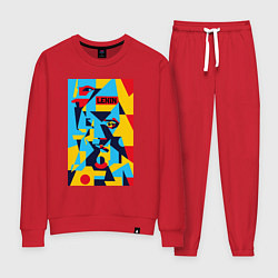 Костюм хлопковый женский Владимир Ленин - кубизм, цвет: красный