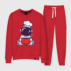 Костюм хлопковый женский Космический суп, цвет: красный