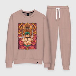 Костюм хлопковый женский One piece Зоро бог, цвет: пыльно-розовый