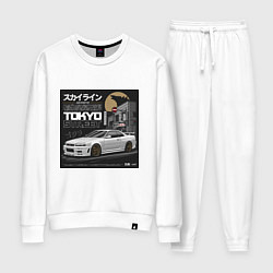 Костюм хлопковый женский Nissan Skyline годзила, цвет: белый