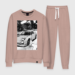 Костюм хлопковый женский Mazda rx-7 авто, цвет: пыльно-розовый