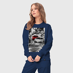 Костюм хлопковый женский Lamborghini initial d, цвет: тёмно-синий — фото 2