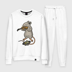 Костюм хлопковый женский Мышонок скрипач, цвет: белый