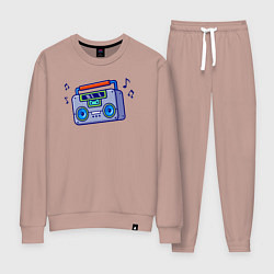 Костюм хлопковый женский Музыкальный бумбокс, цвет: пыльно-розовый