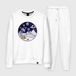 Костюм хлопковый женский Космический остров, цвет: белый