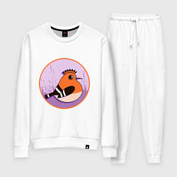 Костюм хлопковый женский Птица Удод с ирокезом, цвет: белый