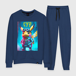 Костюм хлопковый женский Cyber Pikachu - ai art fantasy, цвет: тёмно-синий