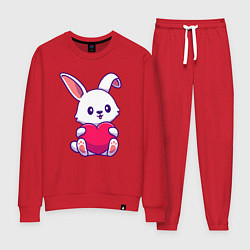 Костюм хлопковый женский Heart rabbit, цвет: красный