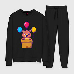 Костюм хлопковый женский Праздничный мишутка, цвет: черный