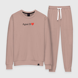 Костюм хлопковый женский BTS Agust D, цвет: пыльно-розовый