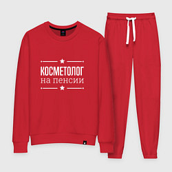 Костюм хлопковый женский Косметолог - на пенсии, цвет: красный