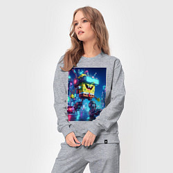 Костюм хлопковый женский Cyber Sponge Bob - neon glow fantasy, цвет: меланж — фото 2