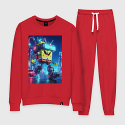 Костюм хлопковый женский Cyber Sponge Bob - neon glow fantasy, цвет: красный