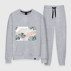 Женский костюм Акварельные листья светлые