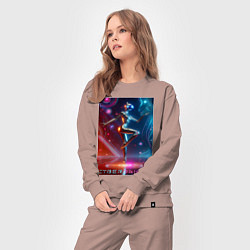 Костюм хлопковый женский Танцующая кибер девчонка - неоновое свечение, цвет: пыльно-розовый — фото 2