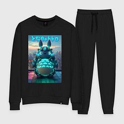 Костюм хлопковый женский Cyber Totoro - neon glow fantasy, цвет: черный