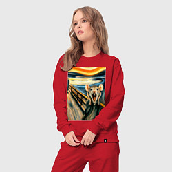 Костюм хлопковый женский Мышка кричит на картине Эдварда Мунка - мем искусс, цвет: красный — фото 2