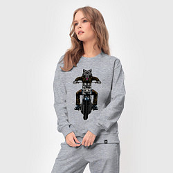Костюм хлопковый женский Волк на байке, цвет: меланж — фото 2
