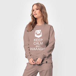 Костюм хлопковый женский Warhammer keep calm and waaagh, цвет: пыльно-розовый — фото 2