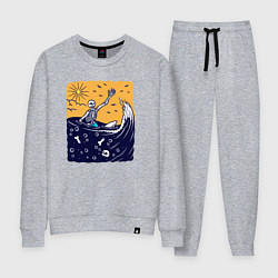 Костюм хлопковый женский Скелетик в море, цвет: меланж