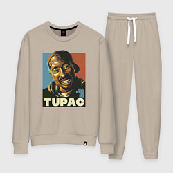 Костюм хлопковый женский Tupac - all eyez on me, цвет: миндальный
