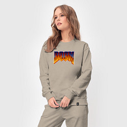 Костюм хлопковый женский Doom logotype, цвет: миндальный — фото 2