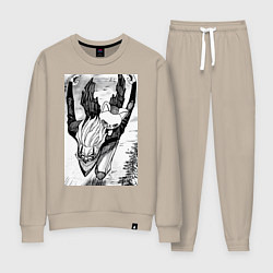 Костюм хлопковый женский Дандадан: Кэн Такакура, цвет: миндальный