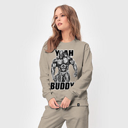 Костюм хлопковый женский Ronnie Coleman- yeah buddy, цвет: миндальный — фото 2