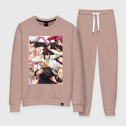 Костюм хлопковый женский Дандадан: Момо Аясэ, цвет: пыльно-розовый