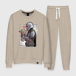 Костюм хлопковый женский Беби Йода и Мандалорец, цвет: миндальный