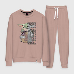Костюм хлопковый женский Unknown specis - Baby Yoda, цвет: пыльно-розовый