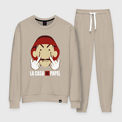 Костюм хлопковый женский Fuck you bella ciao, цвет: миндальный