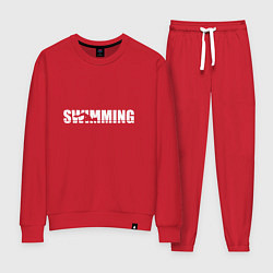 Костюм хлопковый женский Плаванье, цвет: красный