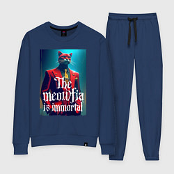 Костюм хлопковый женский Мяуфия бессмертна - мем, цвет: тёмно-синий