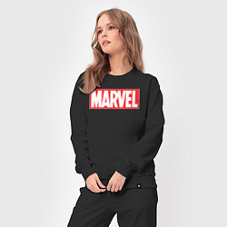 Костюм хлопковый женский Marvel logo, цвет: черный — фото 2