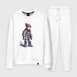 Костюм хлопковый женский Школьник в высоких ботинках, цвет: белый