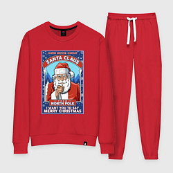 Костюм хлопковый женский Santa Claus north pole, цвет: красный