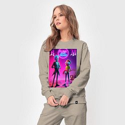 Костюм хлопковый женский Rick and Morty - neon fantasy, цвет: миндальный — фото 2