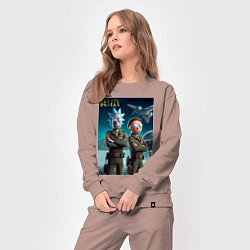 Костюм хлопковый женский Rick and Morty - air force нейроарт, цвет: пыльно-розовый — фото 2