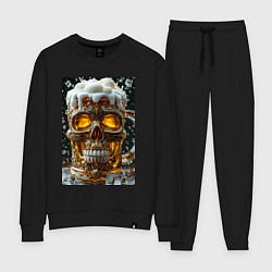 Костюм хлопковый женский Пенная кружка пива, цвет: черный