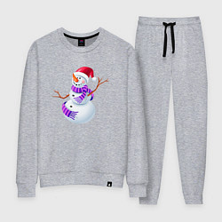 Костюм хлопковый женский Снеговичок с шарфом, цвет: меланж