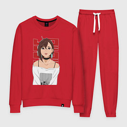Костюм хлопковый женский Дандадан: Момо, цвет: красный