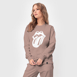 Костюм хлопковый женский Rolling Stones - white logo, цвет: пыльно-розовый — фото 2