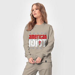 Костюм хлопковый женский Green Day - american idiot, цвет: миндальный — фото 2