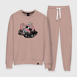 Костюм хлопковый женский Схватка с космическим осьминогом, цвет: пыльно-розовый