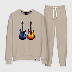 Костюм хлопковый женский Яркие гитары, цвет: миндальный