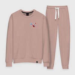 Костюм хлопковый женский Дед мороз посылает лучи любви, цвет: пыльно-розовый