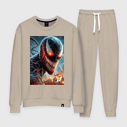Костюм хлопковый женский Ужасный Веном - неоновое свечение, цвет: миндальный